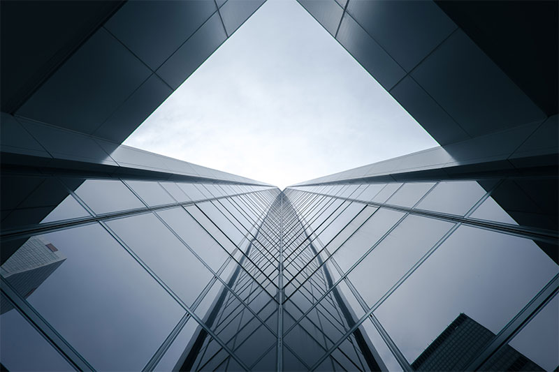 Glass on commercial building