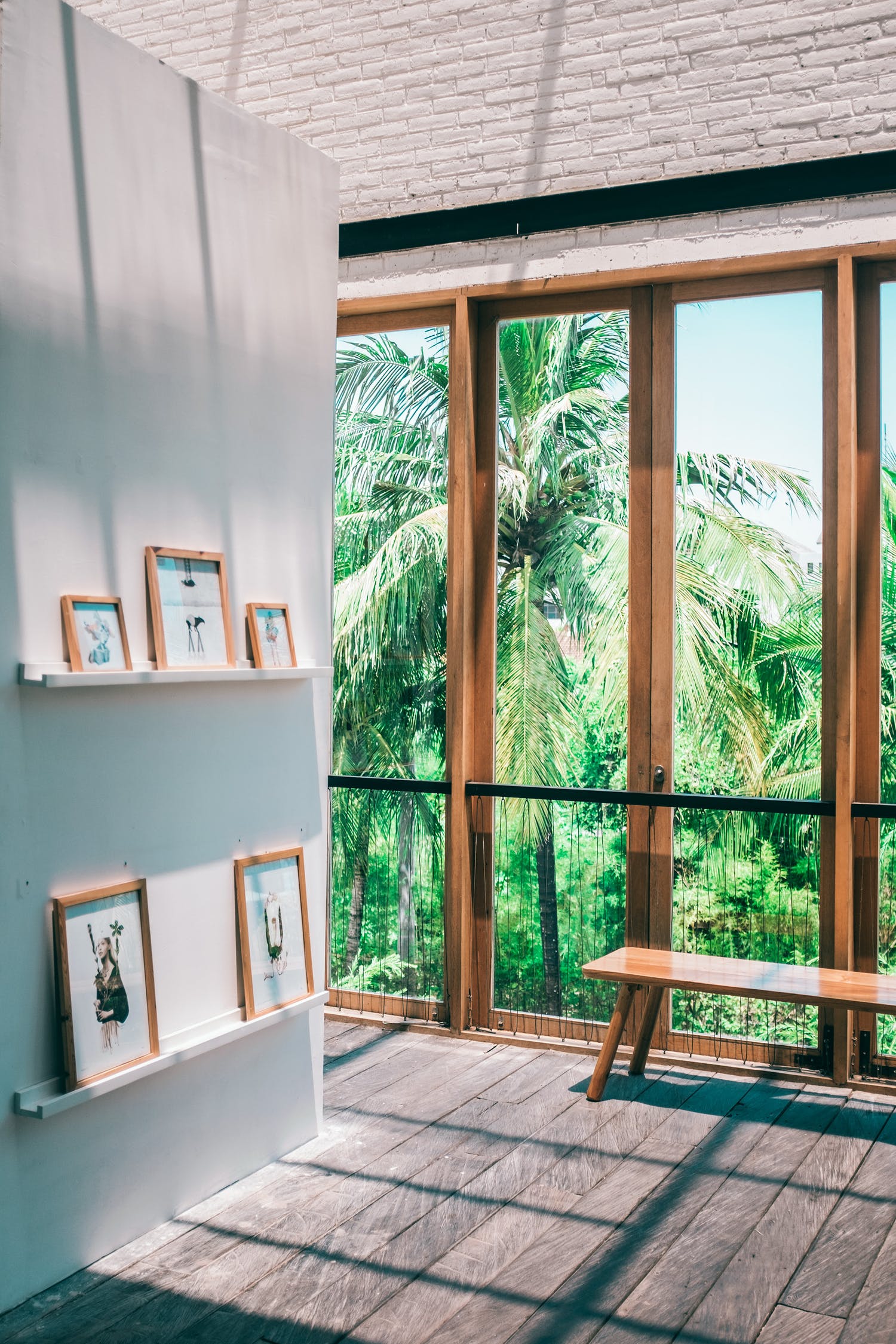 High windows with glass panes