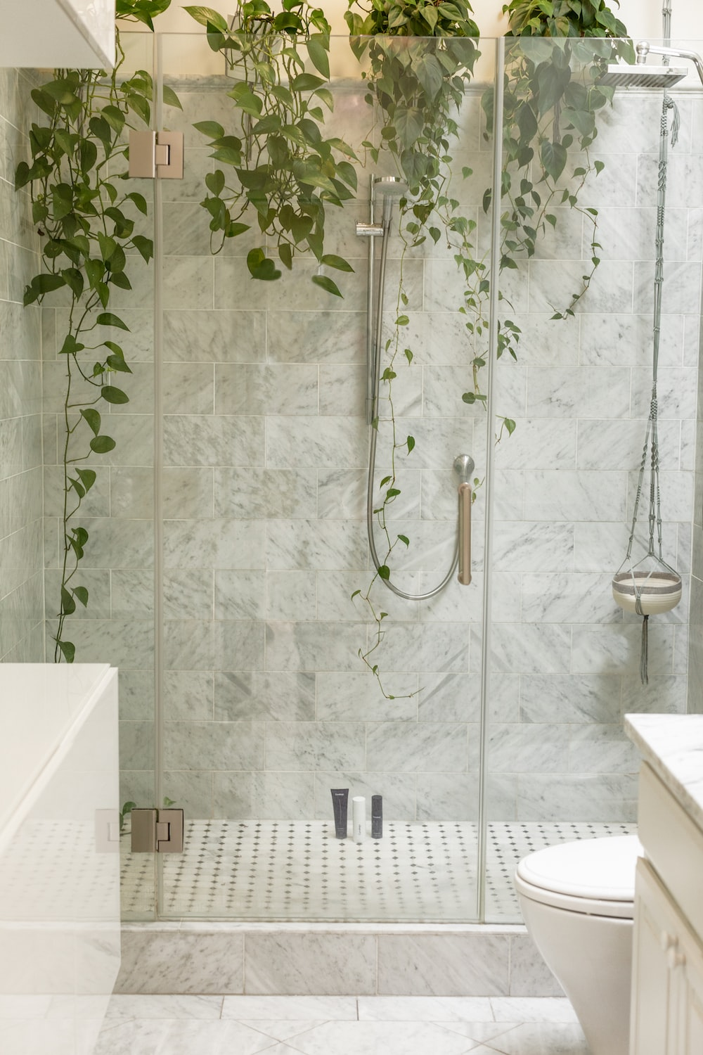Shower glass doors installed in a bathroom